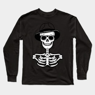 Cool stylish skeleton with hat fashion lover Long Sleeve T-Shirt